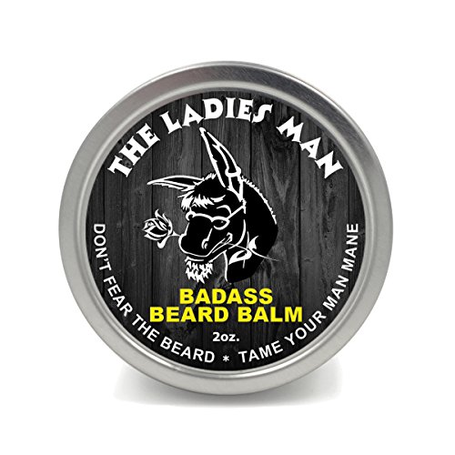 Product Cover Badass Beard Care Beard Balm - The Ladies Man Scent, 2 Ounce - All Natural Ingredients, Soften Hair, Hydrate Skin to Get Rid of Itch and Dandruff, Promote Healthy Growth