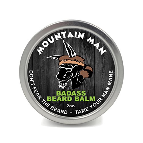 Product Cover Badass Beard Care Beard Balm - Mountain Man Scent, 2 Ounce - All Natural Ingredients, Keeps Beard and Mustache Full, Soft and Healthy, Reduce Itchy and Flaky Skin, Promote Healthy Growth