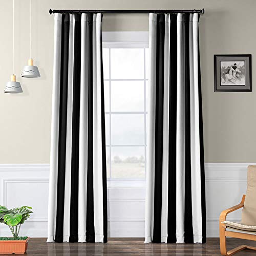 Product Cover HPD Half Price Drapes BOCH-KC43-84 Stripe Blackout Room Darkening Curtain, 50 X 84, Awning Black & White