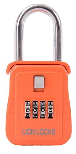 Product Cover Lion Locks 1500 Key Storage Lock Box with Set Your Own Combination, Orange