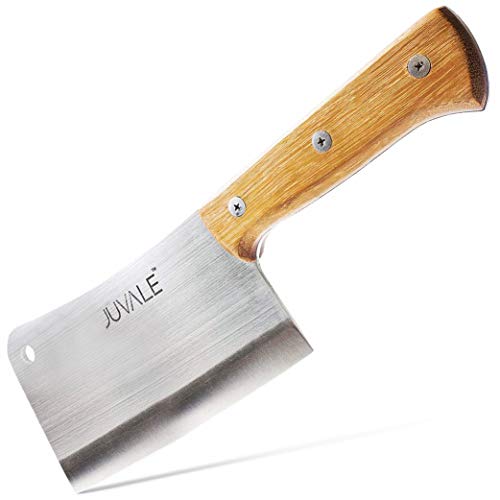Product Cover Meat Cleaver Heavy Duty - Stainless Steel Chopper Knife with Solid Wood Handle, Professional Quality, for Home & Restaurant Use - 8 Inches