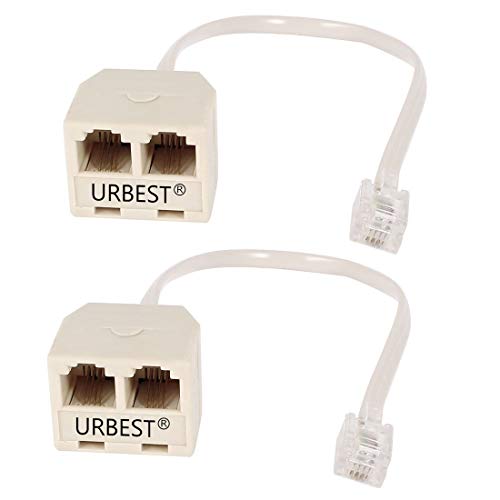 Product Cover URBEST 2 pcs rj11 male to female two way telephone splitter converter cable