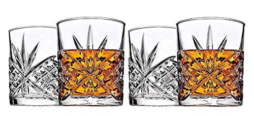 Product Cover James Scott 4-Piece Whiskey & Liquor Glass Set-Exquisite Cocktail Glasses For Bourbon, Scotch, Alcohol, Etc. | 11 Oz. Drinking Glasses | Irish Cut Design