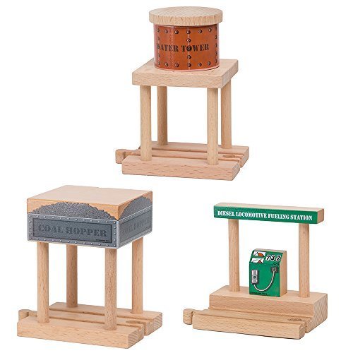 Product Cover Orbrium Water Tower, Coal Hopper, Diesel Fuel Station Combo Pack for Wooden Railway Compatible with Thomas, Chuggington, Brio