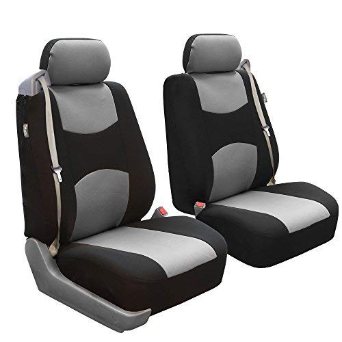 Product Cover FH Group FB351GRAY102 Gray Flat Cloth Built-in Seatbelt Compatible Low Back Seat Cover, Set of 2