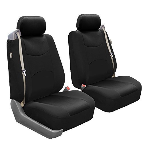 Product Cover FH Group FB351BLACK102 Black Flat Cloth Front Low Back Seat Cover, Set of 2 (Built-in Seatbelt Compatible)