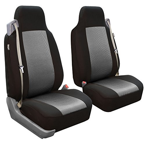 Product Cover FH Group FB302GRAY102 Gray Classic Cloth Built-in Seatbelt Compatible High Back Seat Cover, Set of 2