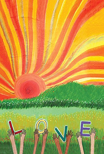 Product Cover Toland Home Garden Sunset Love 12.5 x 18 Inch Decorative Colorful Spring Summer Sun Field Hands Garden Flag