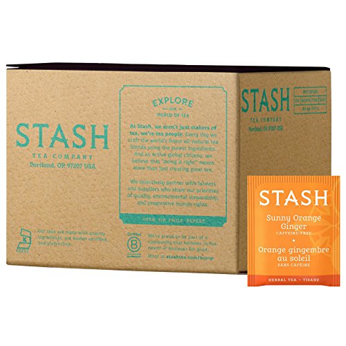 Product Cover Stash Tea Sunny Orange Ginger Herbal Tea 100 Count (packaging may vary) Individual Uncaffeinated Herbal Tea Bags for Use in Teapots Mugs or Cups, Brew Hot Tea or Iced Tea