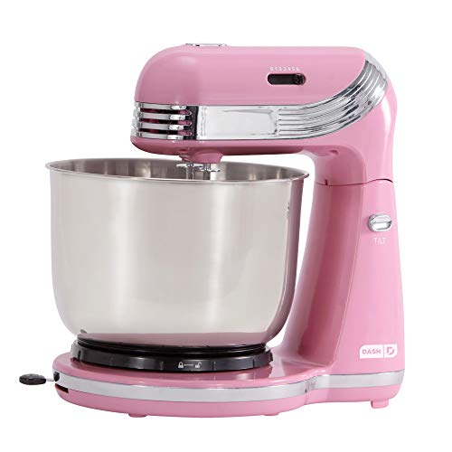 Product Cover Dash Stand Mixer (Electric Mixer for Everyday Use): 6 Speed Stand Mixer with 3 qt Stainless Steel Mixing Bowl, Dough Hooks & Mixer Beaters for Dressings, Frosting, Meringues & More - Pink