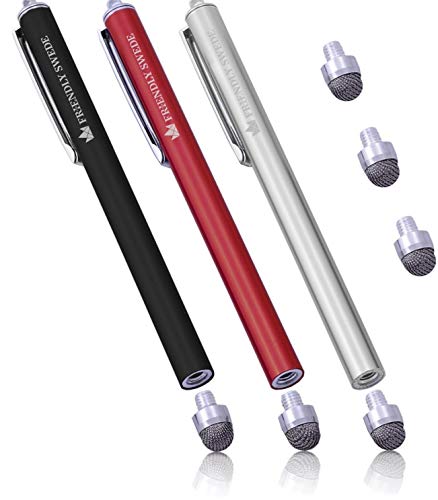 Product Cover The Friendly Swede Stylus Pen Replaceable Micro-Knit Mesh Tip - Capacitive Touchscreen Stylus, Tablet Styli with Lanyards, Screen Cleaning Cloth and Replacement Tips (3 Pack)