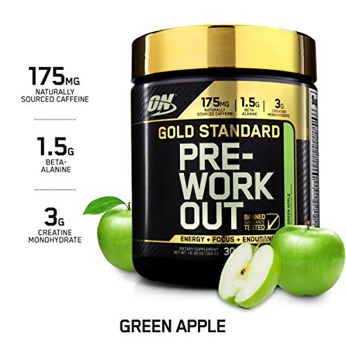 Product Cover OPTIMUM NUTRITION GOLD STANDARD Pre Workout with Creatine, Beta-Alanine, and Caffeine for Energy, Keto Friendly, Green Apple, 30 Servings