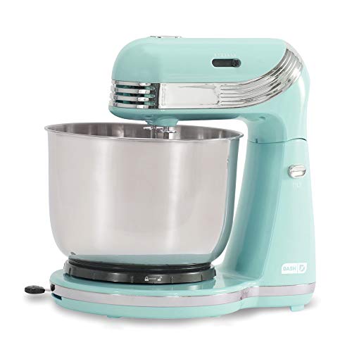 Product Cover Dash Stand Mixer (Electric Mixer for Everyday Use): 6 Speed Stand Mixer with 3 qt Stainless Steel Mixing Bowl, Dough Hooks & Mixer Beaters for Dressings, Frosting, Meringues & More - Aqua