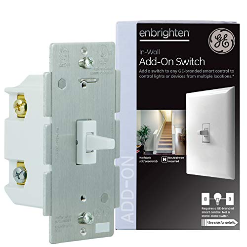 Product Cover GE 12728 Enbrighten AddOn Z-Wave & Zigbee Smart Lighting Control, Works with Alexa, Google Assistant, SmartThings, 1st Gen. NOT A STANDALONE SWITCH Toggle.Add, White 1-pack