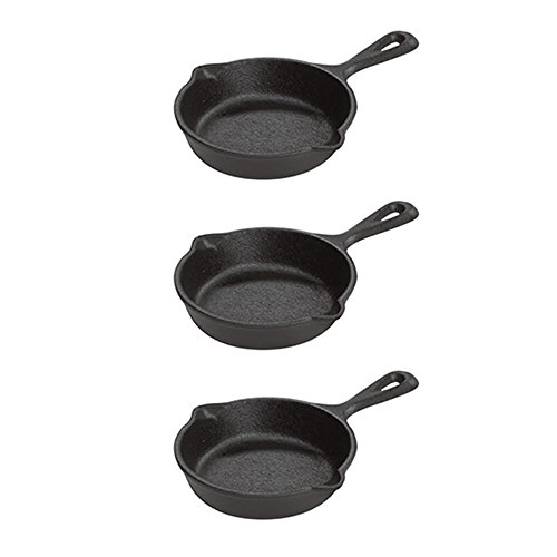 Product Cover LODGE Pre-Seasoned 3.5-Inch Mini Cast Iron Skillet Set for Side Dishes or Desserts (Set of Three)