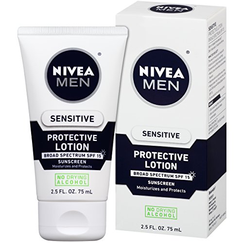 Product Cover NIVEA Men Sensitive Protective Lotion - Moisturize With Broad Spectrum SPF 15 - 2.5 fl. oz. Bottle (Pack of 3)