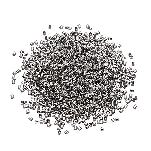 Product Cover Pandahall 1700pcs 10g 1.5mm Brass Tube Crimp End Beads Column Lined End Spacer Terminators Tips Platinum for DIY Craft Jewelry Making Nickle Free
