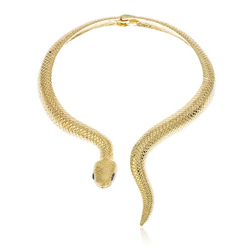 Product Cover JOTW Goldtone Snake with Black Eyes Curved Bar Design Adjustable Neck Collar Choker Necklace (B-2935)