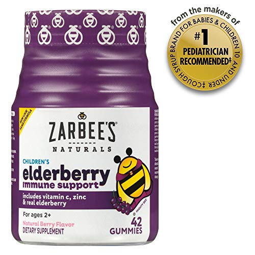 Product Cover Zarbee's Naturals Children's Elderberry Immune Support* with Vitamin C & Zinc, Natural Berry Flavor, 42 Gummies
