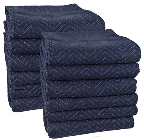 Product Cover Cheap Cheap Moving Boxes 72 x 80 Inches Pro Moving Blankets, Pack of 12, Blue/Black (MB104)