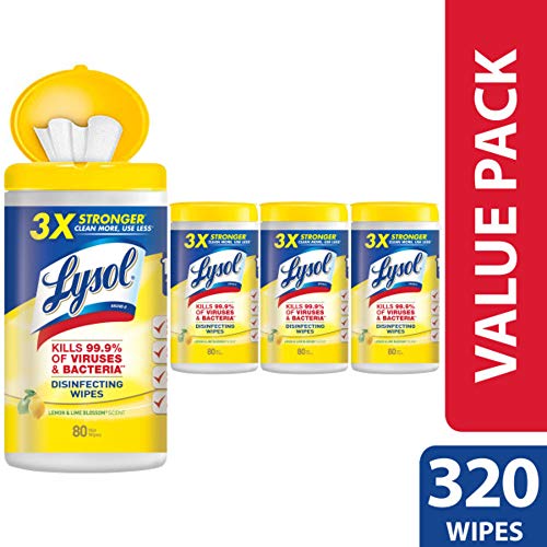 Product Cover Lysol Disinfecting Wipes, Lemon & Lime Blossom, 320ct ,Packaging May Vary (Pack of 4)