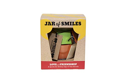 Product Cover Love & Friendship in a Jar. Month of Thoughtful & Happy Quotations for Your Friends in a 314ml Orcio Glass Jar 31 Multi-Colored Quotes. Be The Reason Someone Smiles Today- Gift Box.