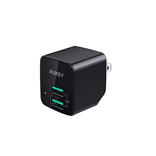 Product Cover AUKEY USB Wall Charger, Ultra Compact Dual Port 2.4A Output & Foldable Plug for iPhone 11 Pro / 11 Pro Max / 11 / XS/XS Max/XR/iPad Samsung & Others - Black