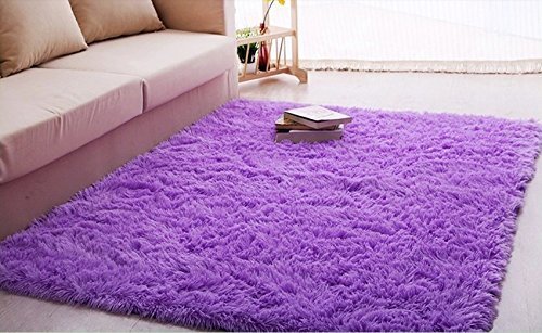 Product Cover Ultra Soft 4.5 Cm Thick Indoor Morden Area Rugs Pads, New Arrival Fashion Color [Bedroom] [Livingroom] [Sitting-room] [Rugs] [Blanket] [Footcloth] for Home Decorate. Size: 4 Feet X 5 Feet (Purple)