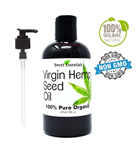 Product Cover Organic Extra Unrefined Hemp Seed Oil (Food Grade) 8oz | Cannabis Sativa | Imported From Canada | 100% Pure Cold Pressed | Offers Relief From Dry & Cracked Skin, Eczema, Psoriasis, Dermatitis, Rosacea