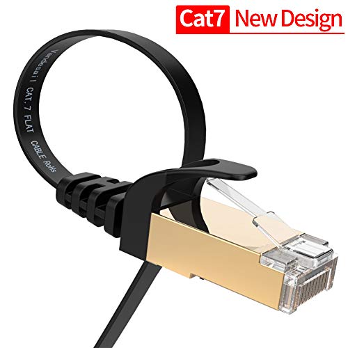 Product Cover Ethernet Cable, VANDESAIL CAT7 Network Cable RJ45 High Speed STP LAN Cord Gigabit 10/100/1000Mbit/s Gold Plated Lead (1m/ 3ft, Black-1pack)