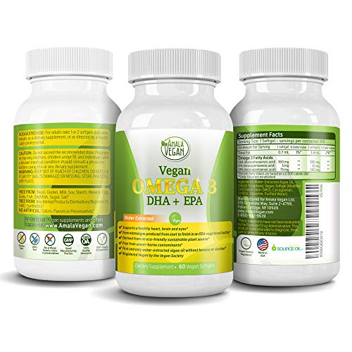 Product Cover POTENT VEGAN OMEGA 3 Supplement- Better Than Fish Oil- w/Essential Fatty Acids, DHA EPA DPA- Marine Algal Based- Non GMO - Improve Immune System, Joint, Eye, Heart, Skin & Brain Health- 2 Month Supply