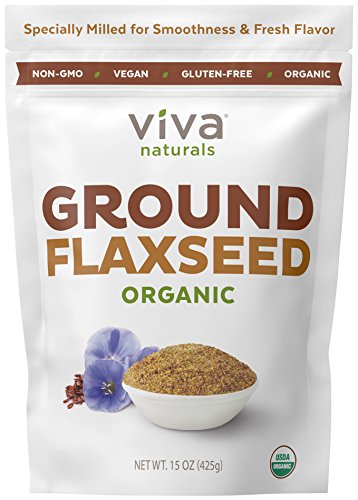 Product Cover Viva Naturals - The BEST Organic Ground Flax Seed, 15 oz - Proprietary Cold-milled Technology