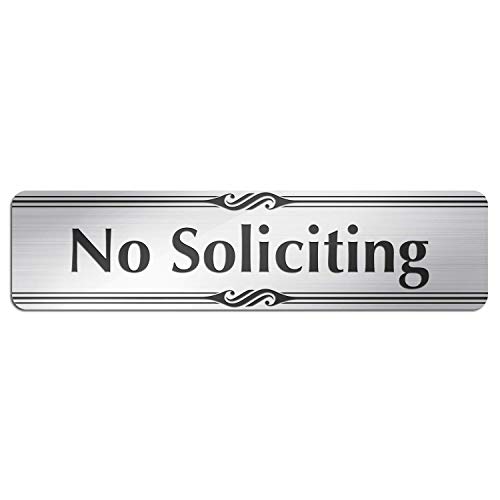 Product Cover No Soliciting Sign for House or Business, Laser Engraved, Indoor and Outdoor Use, 2