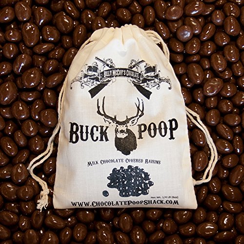 Product Cover Chocolate Buck (Deer) Poop (Milk Chocolate Covered Raisins) in Vintage Cotton Poop Bag (Buck, Elk, Reindeer & Bigfoot available)