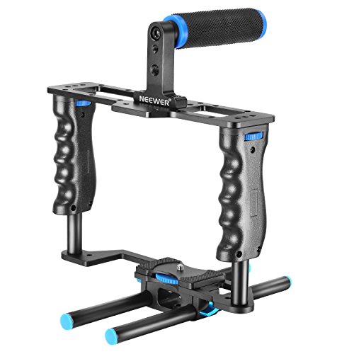 Product Cover Neewer Aluminum Alloy Camera Video Cage Film Movie Making Kit include:(1)Video Cage(1)Top Handle Grip(2)15mm Rod for DSLR Cameras Such as Canon 5D mark II III 700D 650D Nikon D7200 Pentax Sony Olympus