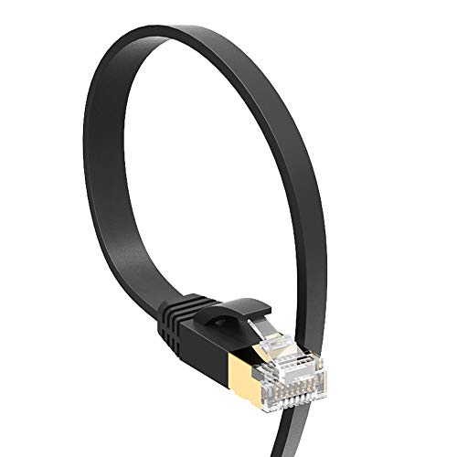 Product Cover Ethernet Cable 15ft, Vandesail CAT7 LAN Network Cable RJ45 High Speed Patch Cord STP Gigabit 10/100/1000Mbit/s Gold Plated Lead for Switch/Router/Modem/Patch Panel (5m/15ft, Black)