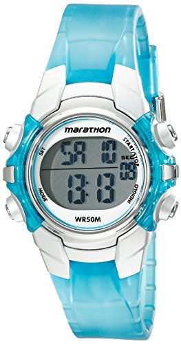 Product Cover Marathon by Timex Unisex T5K817 Digital Mid-Size Light Blue/Silver-Tone Resin Strap Watch