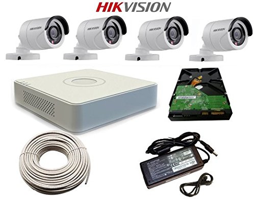 Product Cover Hikvision 4 Bullet Outdoor Cameras & 4 Channel DVR HDMI/VGA & Seagate 1 TB Hardisk