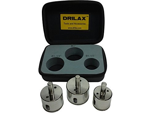 Product Cover DRILAX 3 Pcs Diamond Drill Bit Set Extra Tall 1-1/2