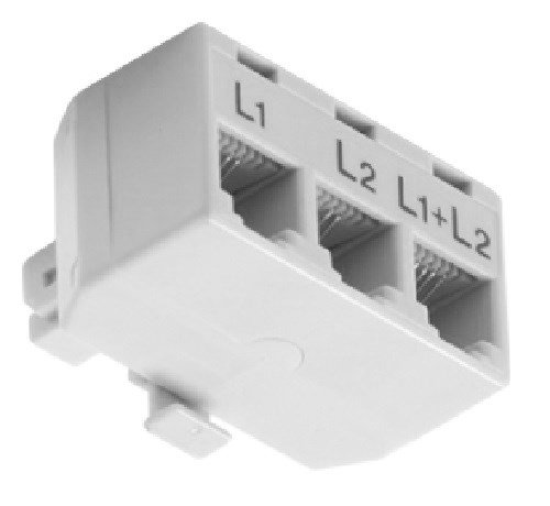 Product Cover RJ11 Phone Line Splitter/Separator/Adaptor for 2 Lines (1 Plug, 3 Sockets) White