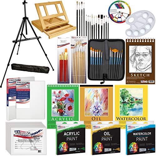Product Cover US Art Supply 133pc Deluxe Artist Painting Set with Aluminum and Wood Easels, Paint and Accessories
