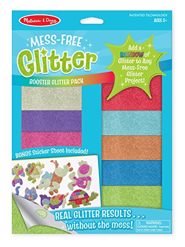 Product Cover Melissa & Doug Mess-Free Glitter - Booster Glitter Pack With 8 Glitter Sheets and 7 Foam Glitter Animal Stickers