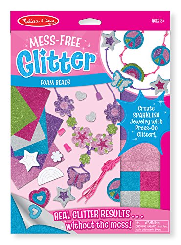 Product Cover Melissa & Doug Mess-Free Glitter Foam Beads Craft Kit: 20 Beads, 6 Glitter Sheets, 4 Cords, and 4 Clasps