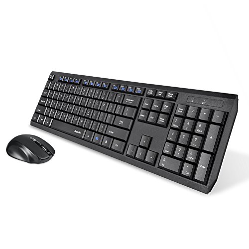 Product Cover Eagletec K104 Wireless Keyboard and Mouse Combo Slim, Flat & Quiet, Ergonomic Full Size 104 Keys Keyboard & Portable Wireless Mouse for Windows PC (Black Wireless Keyboard & Mouse Set)