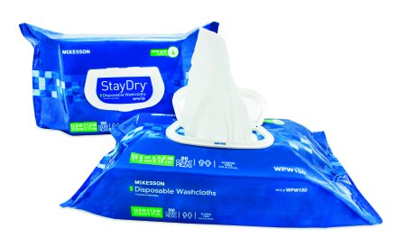 Product Cover McKesson Staydry Disposable Washcloths with Aloe, Pre-moistened, 8 X 12