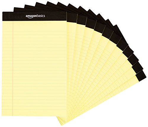 Product Cover AmazonBasics Narrow Ruled 5 x 8-Inch Writing Pad - Canary (50 Sheet Paper Pads, 12 pack)