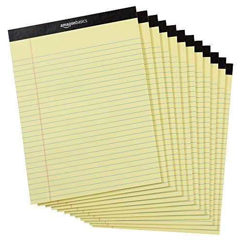 Product Cover AmazonBasics Legal/Wide Ruled 8-1/2 by 11-3/4 Legal Pad - Canary (50 Sheet Paper Pads, 12 pack)