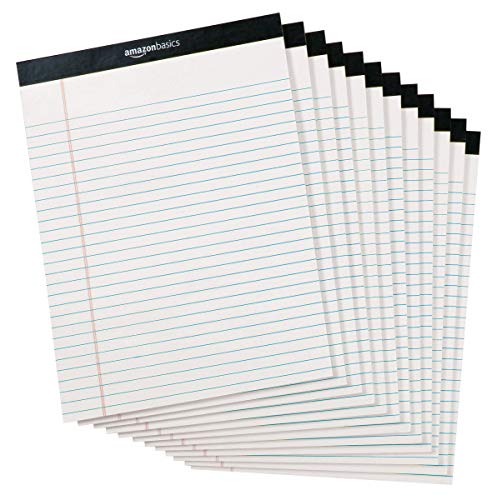 Product Cover AmazonBasics Legal/Wide Ruled 8-1/2 by 11-3/4 Legal Pad - White (50 Sheet Paper Pads, 12 pack)