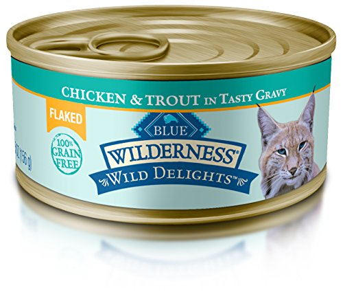 Product Cover Blue Wilderness Wild Delights Adult Grain Free Flaked Chicken & Trout In Tasty Gravy Wet Cat Food 5.5-Oz (Pack Of 24)