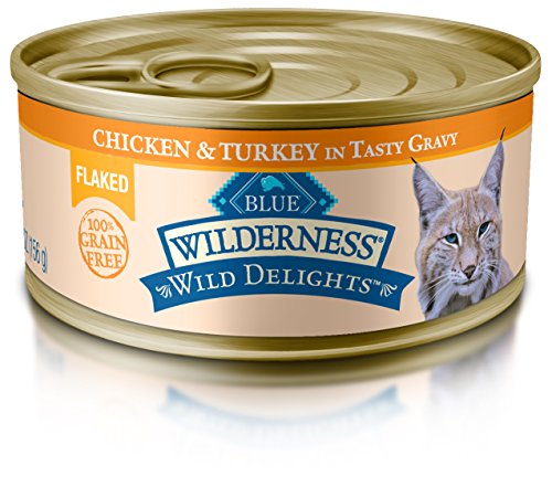 Product Cover Blue Wilderness Wild Delights Adult Grain Free Flaked Chicken & Turkey In Tasty Gravy Wet Cat Food 5.5-Oz (Pack Of 24)